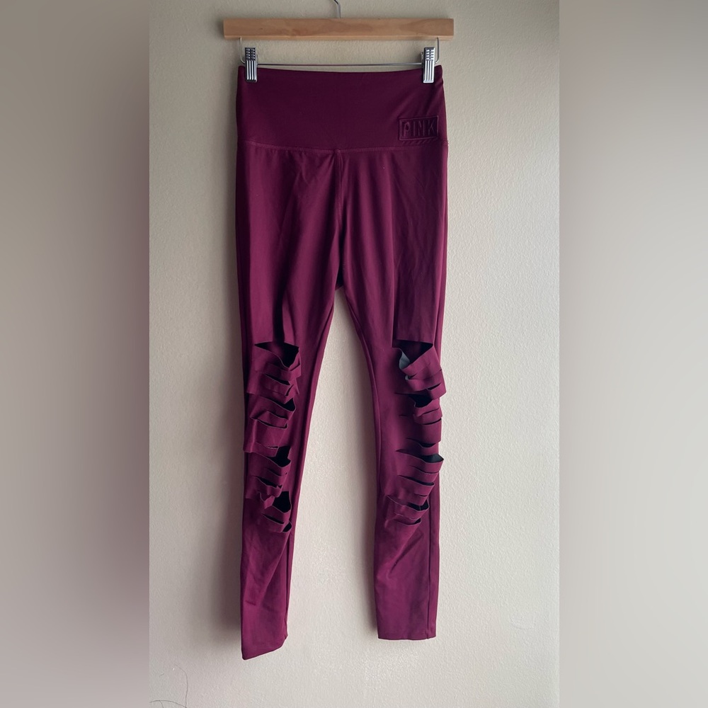 Pink Victories Secret Burgundy Color Leggings Women Size Small